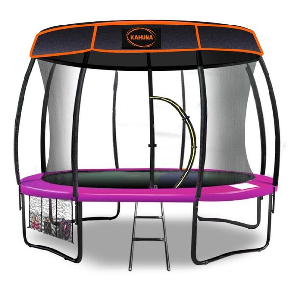 Kahuna 16ft Trampoline Free Safety Net Spring Pad Cover Mat Roof Set - Pink