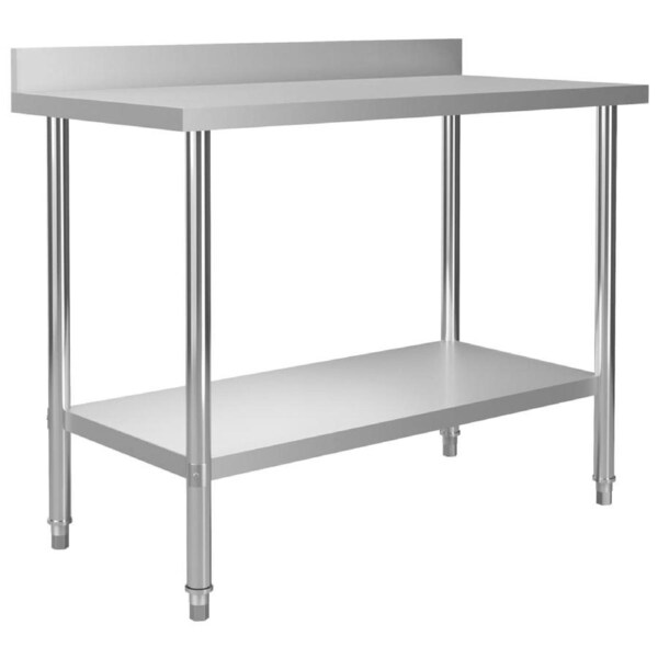 Kitchen Work Table with Backsplash 120x60x93 cm Stainless Steel vidaXL