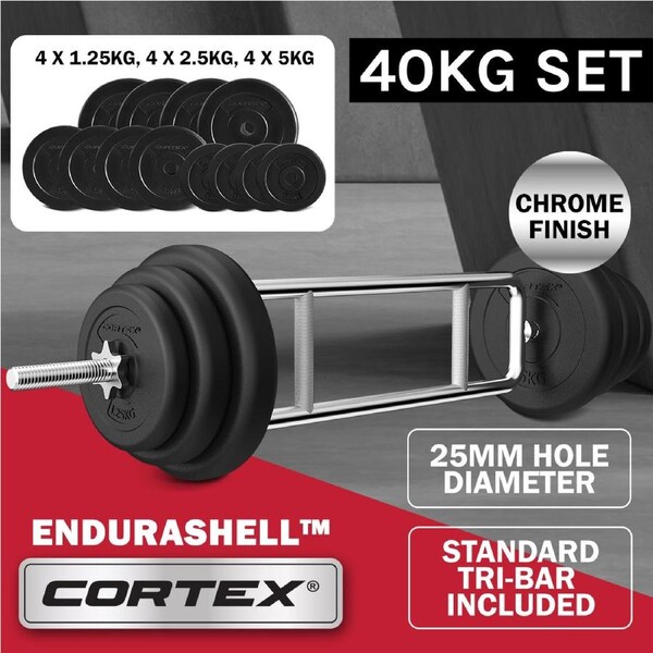CORTEX 40kg EnduraCast Tri Bar Weight Set