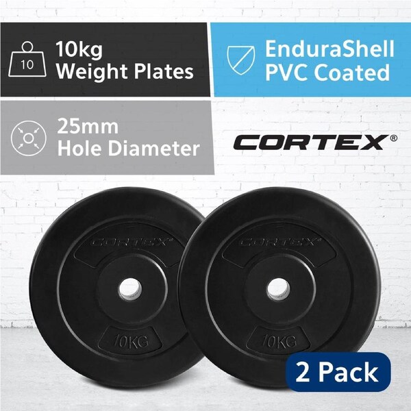 Cortex 10KG EnduraShell Weight Plate 25mm (2 Pack)