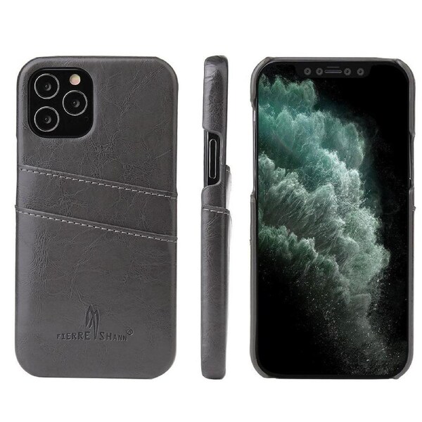 For iPhone 12 Pro/12 Case Deluxe Leather Wallet Back Shell Slim Cover Grey