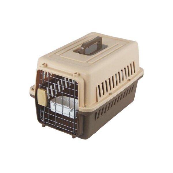 YES4PETS Small Dog Cat Rabbit Crate Pet Carrier Airline Cage With Bowl and Tray-Brown
