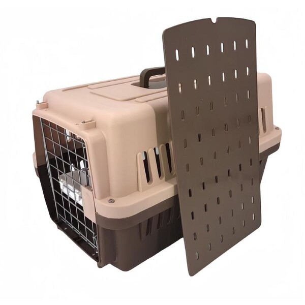 YES4PETS Medium Dog Cat Crate Pet Rabbit Carrier Airline Cage With Bowl & Tray-Brown