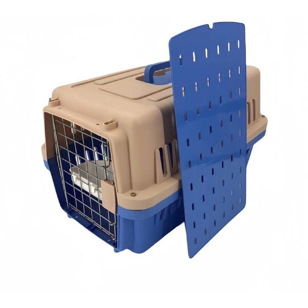 YES4PETS Medium Dog Cat Crate Pet Rabbit Carrier Airline Cage With Bowl & Tray-Blue