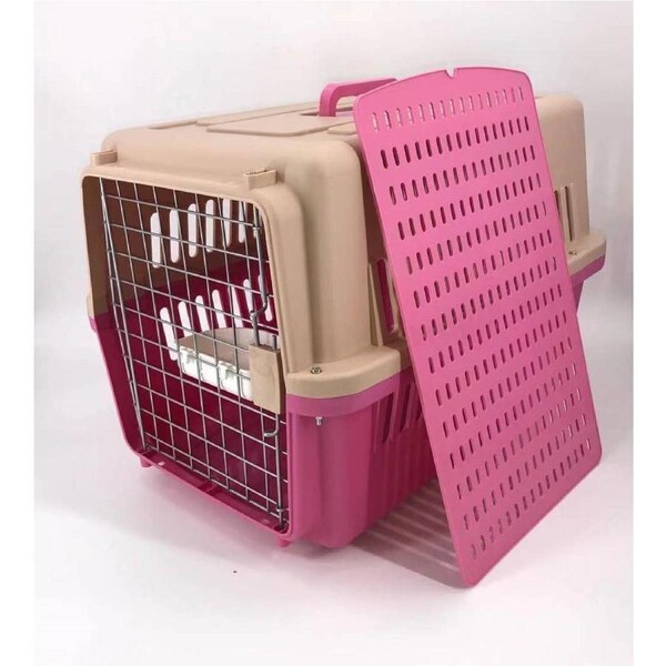 YES4PETS Large Airline Approve Dog Cat Crate Pet Carrier Cage With Tray And Bowl