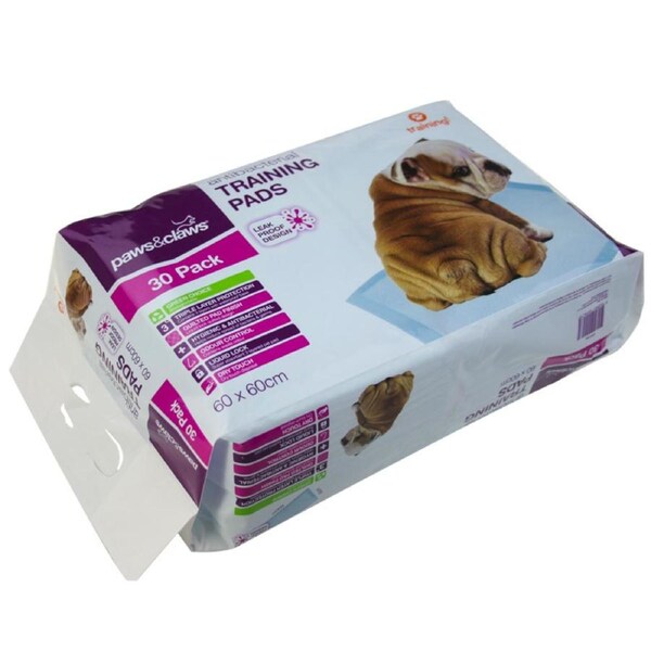 30pk Paws n Claws 60x60cm Puppy Pet Dog Indoor Toilet Training Pad Pads