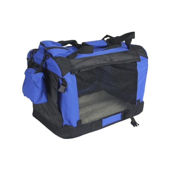 YES4PETS XXXL Foldable Soft Dog Puppy Cat Crate Travel Cage With Curtain-Blue