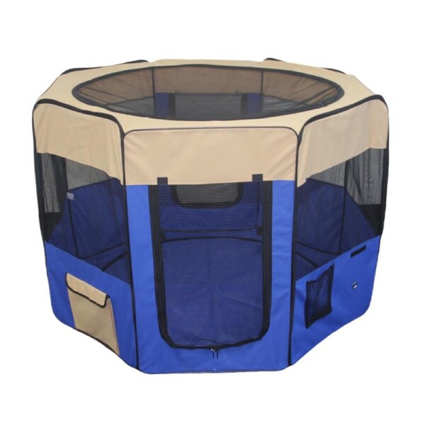 YES4PETS 98 cm High Foldable XL Blue Dog Puppy Cat Cage Soft Playpen Rabbit Enclosure