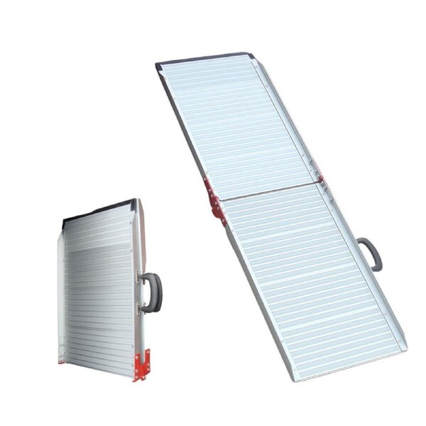 YES4PETS 152 cm Portable Foldable Aluminium Folding Pet Dog Car Van Climb Non Slip Surface Ramp