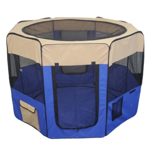 YES4PETS 75 cm Foldable Large Blue Dog Puppy Soft Playpen Enclosure