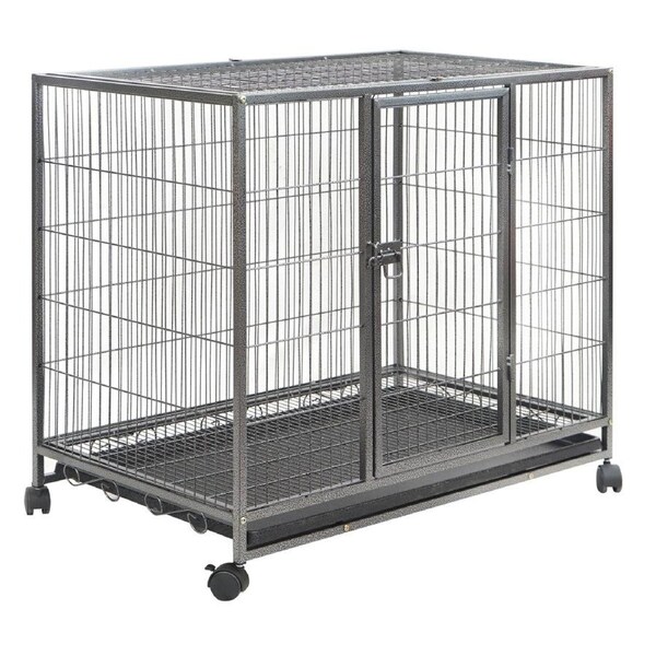 YES4PETS Medium Pet Dog Cat Bird Parrot Cage Metal Rabbit Crate Carrier Kennel Wheel & Tray