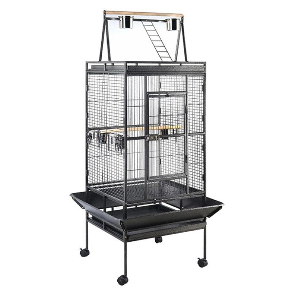 YES4PETS 174 cm Large Bird Budgie Cage Parrot Aviary With Metal Tray and Wheel