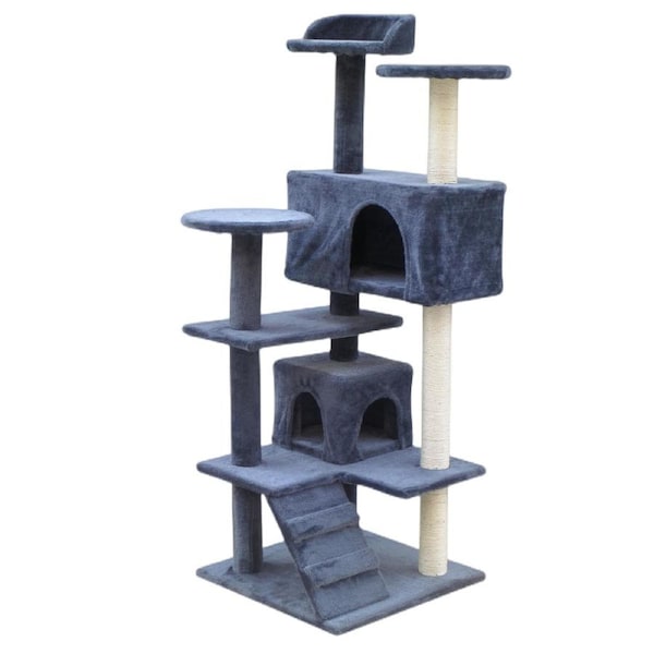 YES4PETS 130 cm Beige Cat Scratching Post Tree Scratcher Pole-Grey