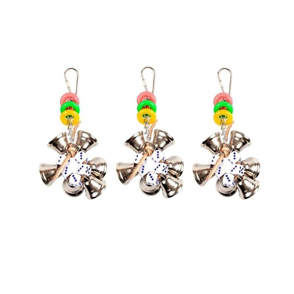 YES4PETS 3 x Small Hanging Bird Parrot Parakeet Cockatiel Budgie Bell Toy