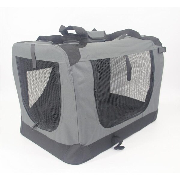 YES4PETS Medium Portable Foldable Dog Cat Puppy Soft Crate Carrier-Grey