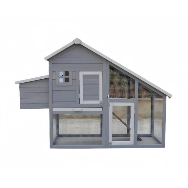 YES4PETS Grey Large Chicken Coop Rabbit Hutch Ferret Cage Hen Chook House