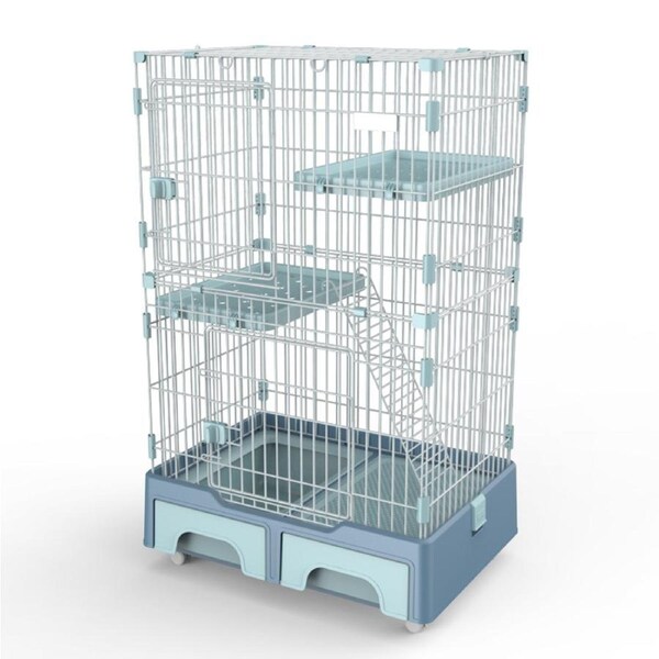 YES4PETS 134 cm Blue Pet 3 Level Cat Cage House With Tray