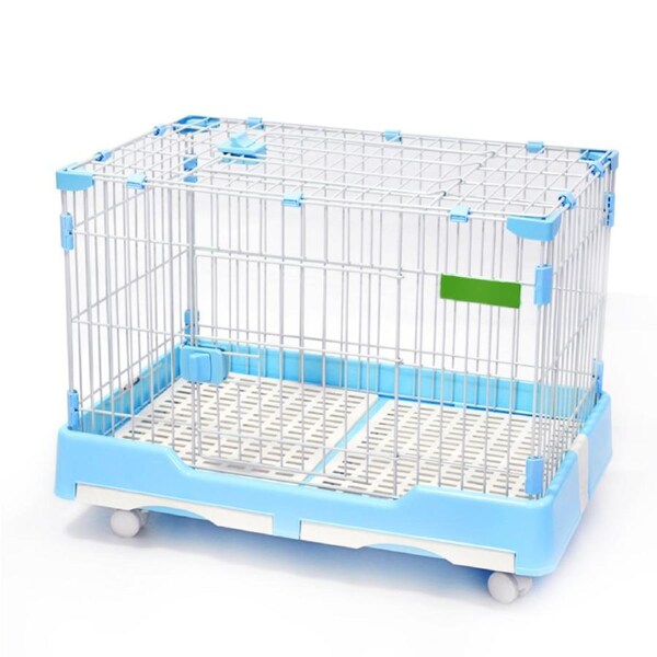 YES4PETS Large Blue Pet Dog Cage Cat Rabbit Crate Kennel With Potty Pad And Wheel