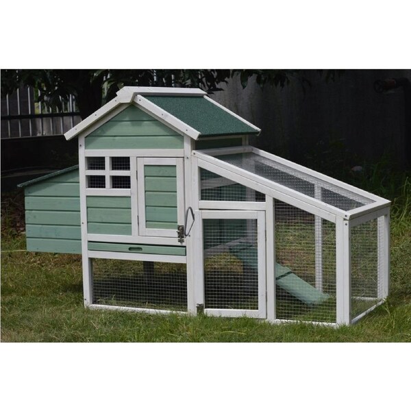 YES4PETS Green Small Chicken coop with nesting box for 2 Chickens / Rabbit Hutch