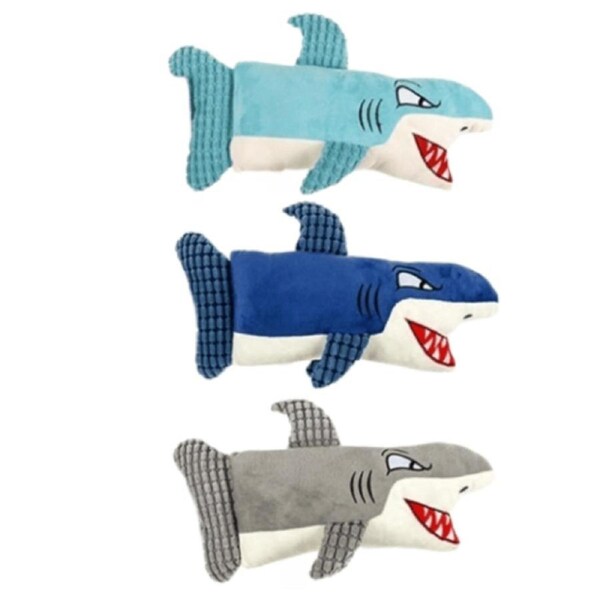 YES4PETS 2 x Dog Toy Plush Shark Colours 40x17cm
