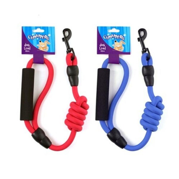 YES4PETS 2 x Padded Handle Dog Puppy Lead 120 cm Length Red or Blue Nylon Rope Lead