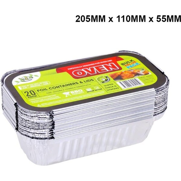 100x Disposable Aluminium Foil Trays with Lid Food Container Roasting Baking Pan