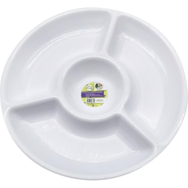 2x Round Chip & Dip Catering Platter Food Party Plate Snack Sauce Serving Tray