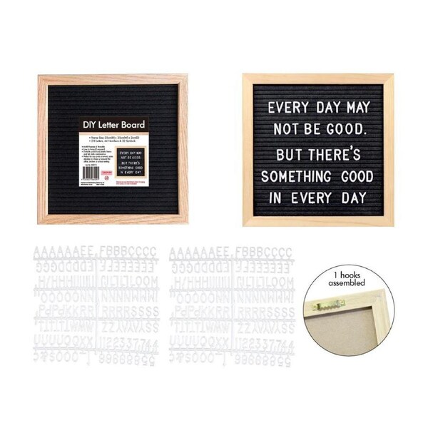 Letter Board 25x25cm Wooden Frame Message Note Memo Teaching Black Menu Display