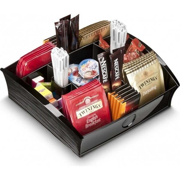 CEP Tea Coffee Storage Home Office Organizer Organiser Distributor Tray - Black