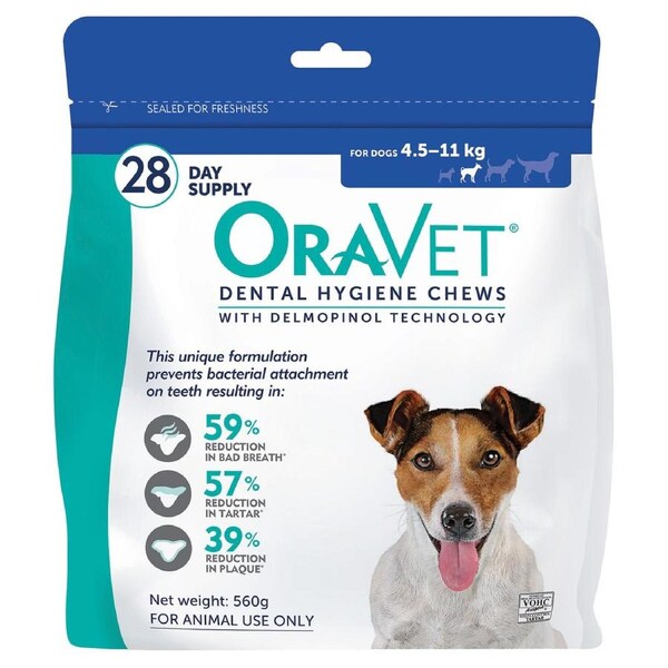 OraVet Small Dogs 28 Pack Dental Chews for Dogs 4.5 to 11kg by Merial