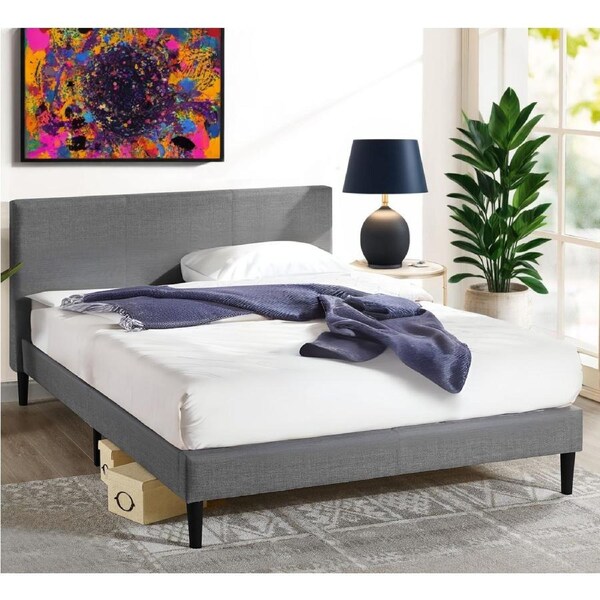 Zinus Kids Nelly Modern Toddler Single Bed Frame - Dark Grey Fabric