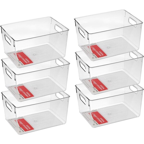 6x Boxsweden Crystal Plastic Storage Container 28cm LRG Fridge/Pantry Organiser