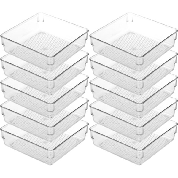 10x Boxsweden Crystal Plastic Storage Tray 16cm Small Fridge/Pantry Container