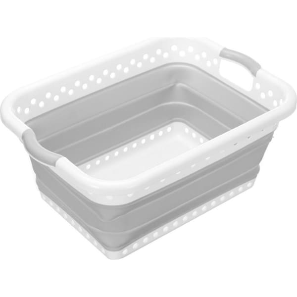 Boxsweden 45L Collapsible Laundry Basket Clothes Hamper/Storage Organiser Grey