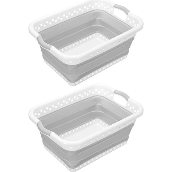 2x Boxsweden 45L Collapsible Laundry Basket Clothes Hamper/Storage Organiser GY