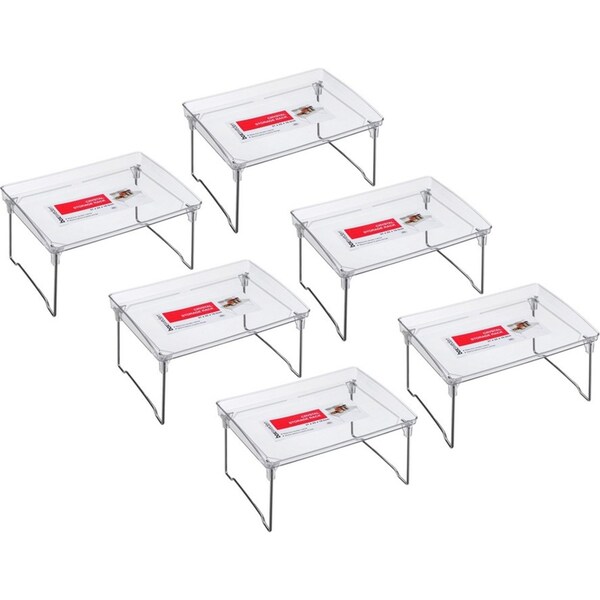 6x Boxsweden Crystal Elevated Storage Shelf/Tray 31cm Fridge/Pantry Organiser