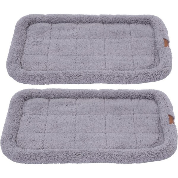 2x Paws & Claws Sherpa Crate/Carrier Cushion/Mattress Pet Dog 75x45cm Medium GRY