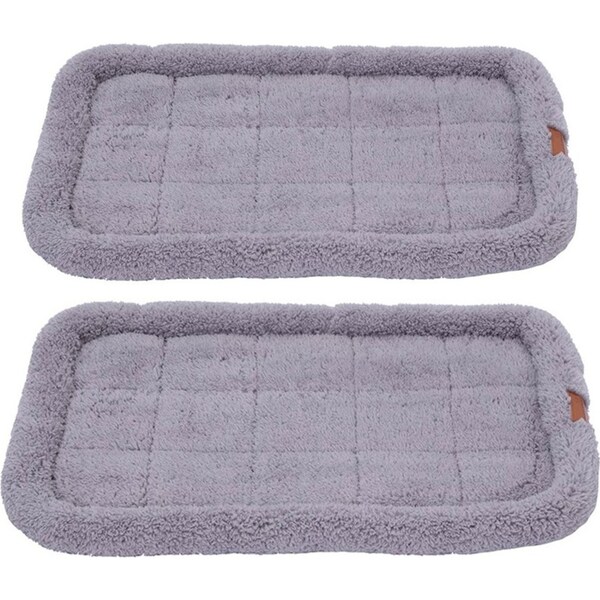2x Paws & Claws Sherpa Crate/Carrier Cushion/Mattress Pet Dog 90x57cm Large Grey