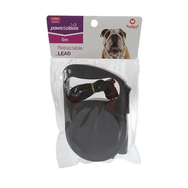 Paws & Claws 5m Retractable Pet Cat/Dog Walking Lead/Lease Assorted Colours