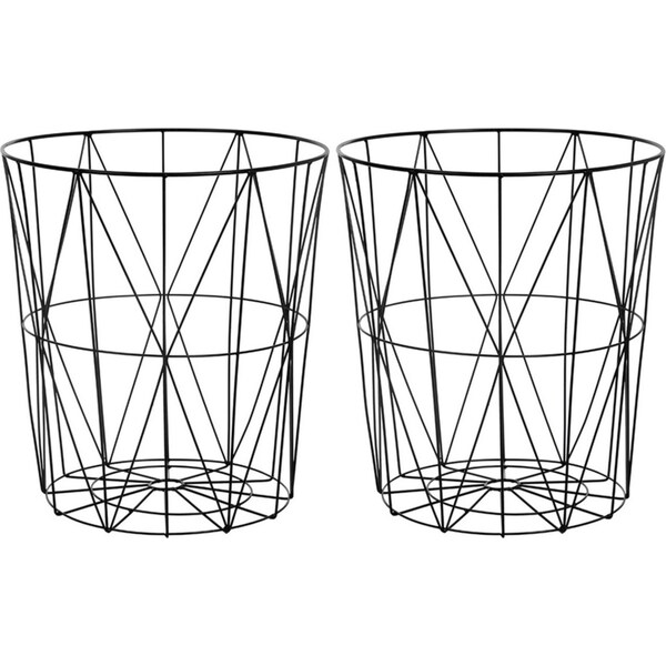 2x Boxsweden Toska Metal Wire 39x43cm Toys/Cushions Storage Basket/Holder Black