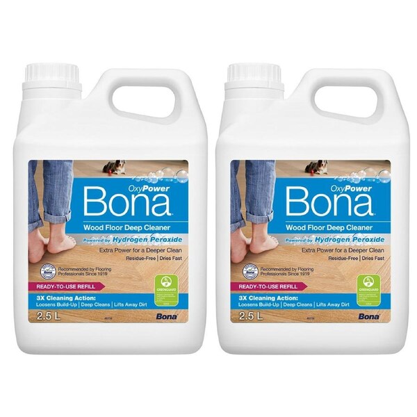 2x Bona 2.5L Wooden Floor Residue Free Deep Surface Cleaner w/Hydrogen Peroxide
