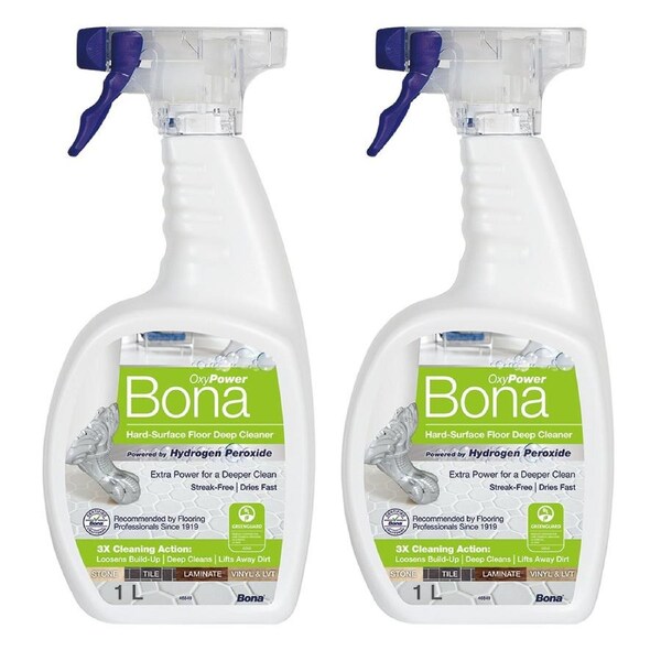 2x Bona 1L Hard Floor/Laminate/Tile Deep Surface Clean Spray w/Hydrogen Peroxide
