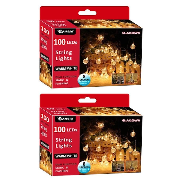2x Sansai 100 LED Electric Bubble Decorative/Christmas String Lights Warm White