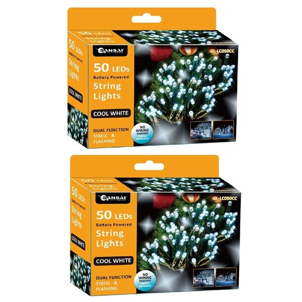 2x Sansai 50 LED Battery Lumini Decorative/Christmas String Lights Cool White