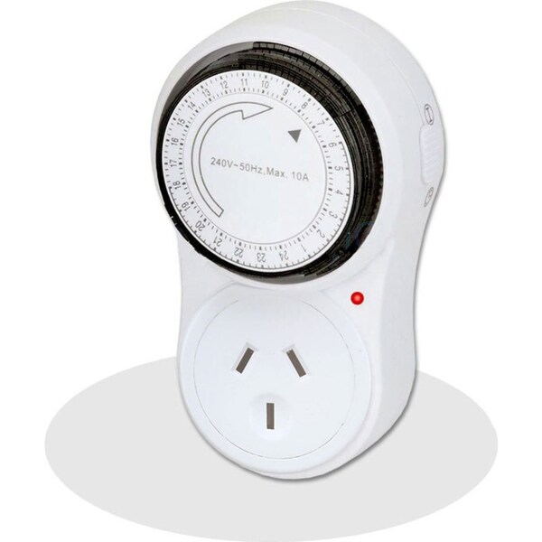 Sansai 24 Hour 2400W Outlet/Powerplug Mechanical Timer 240V w/ Auto Switch White