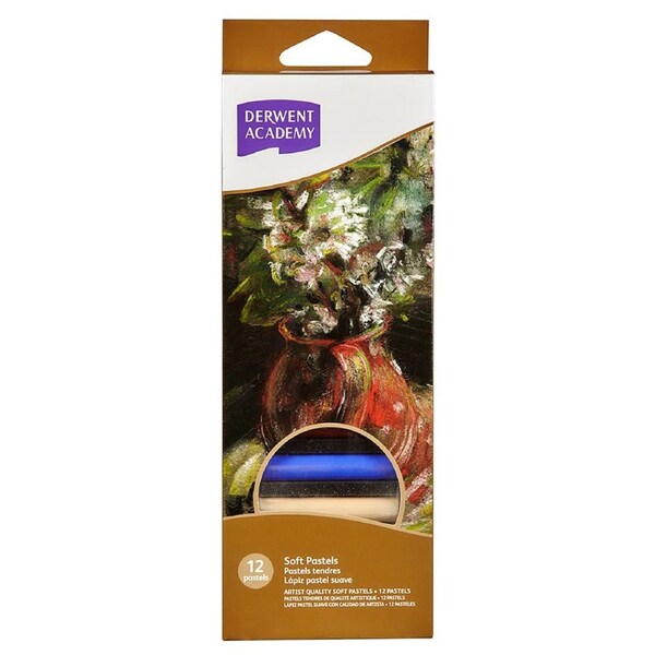 12pc Derwent Academy Assorted Colour 10mm Soft Pastels Crayon Colouring/Painting