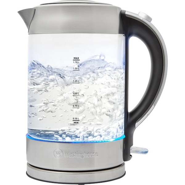 Westinghouse 1.7L 2200W Glass Electric Cordless Kettle/Water Boiler Silver