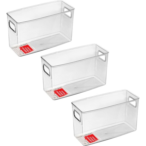 3x Boxsweden Crystal Plastic Storage Container 25cm MED Fridge/Pantry Organiser