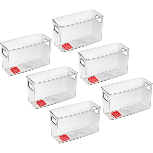 6x Boxsweden Crystal Plastic Storage Container 25cm MED Fridge/Pantry Organiser