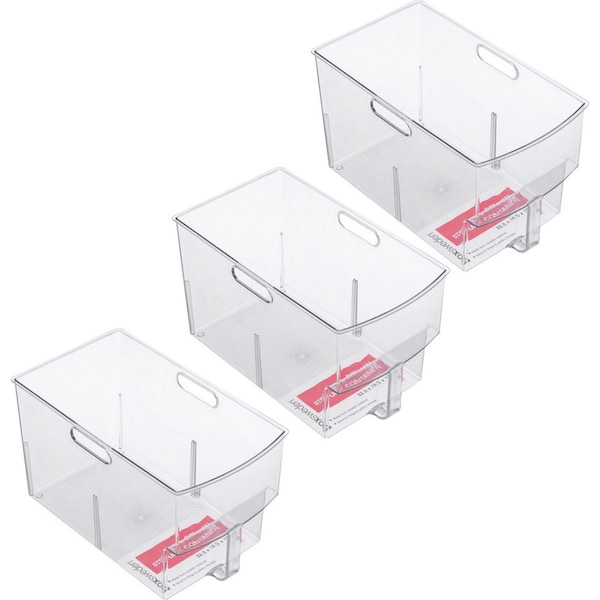 3x Boxsweden Crystal Plastic Storage Container/Bin 32cm Large Fridge/Pantry Bin
